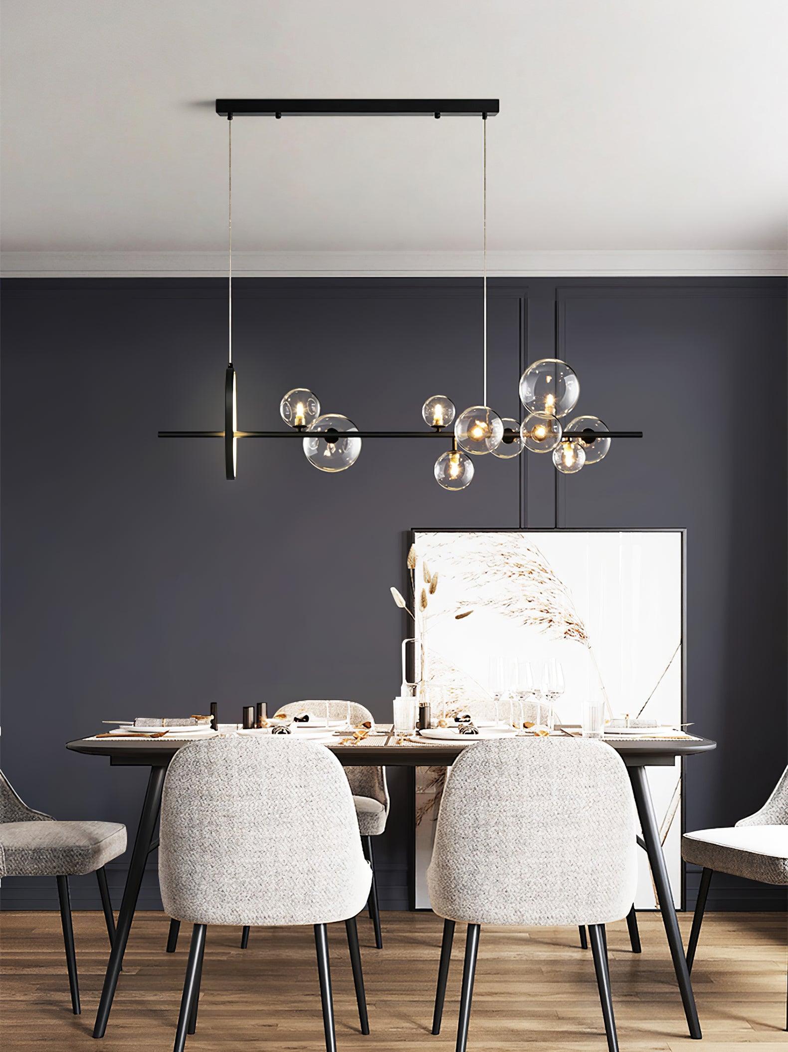 Lustra Lux Lampadario Vetro Bolla Nordico Nero LED