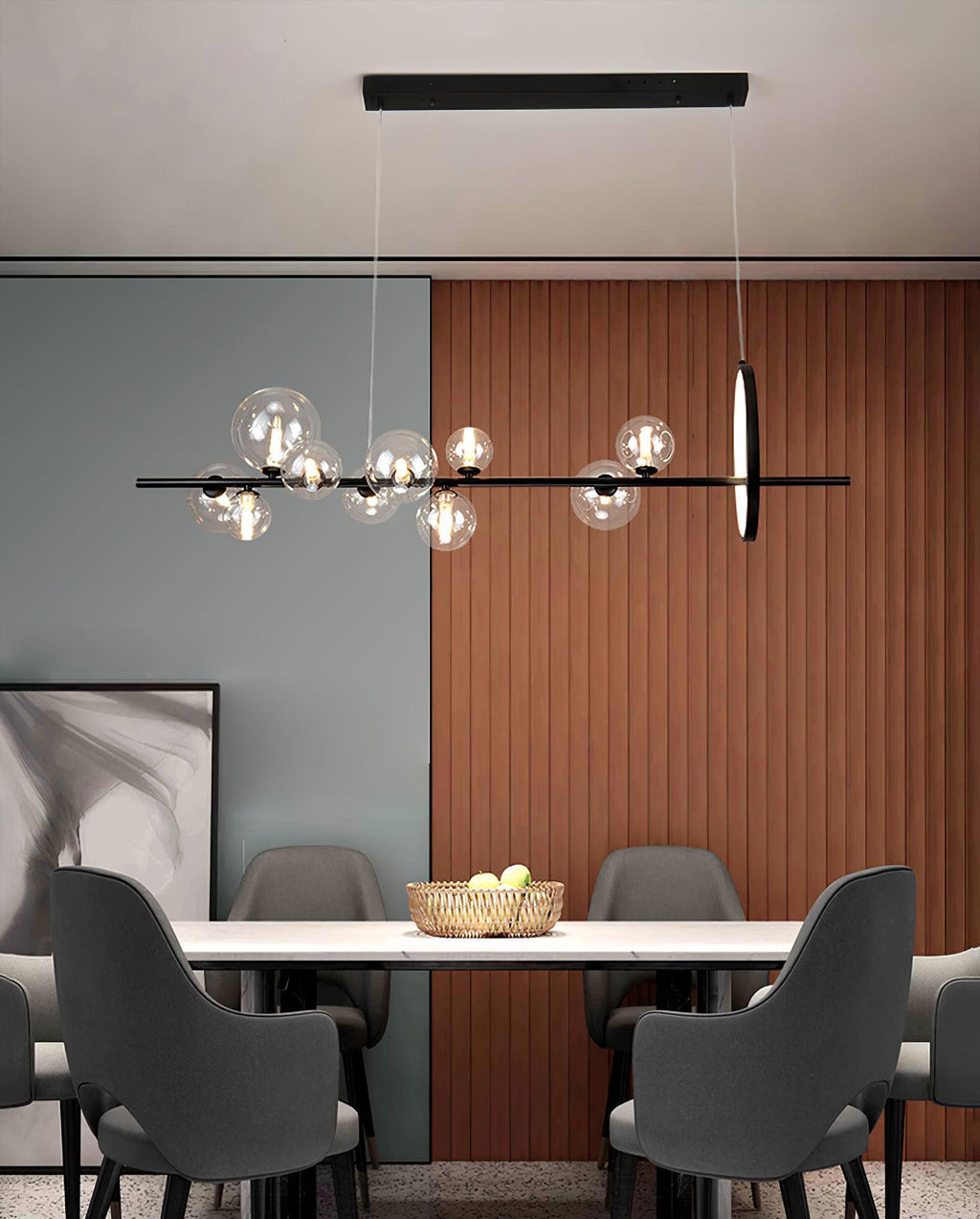 Lustra Lux Lampadario Vetro Bolla Nordico Nero LED