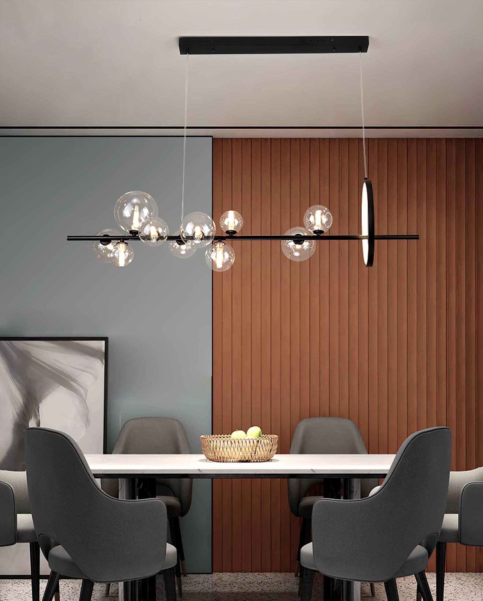 Lustra Lux Lampadario Vetro Bolla Nordico Nero LED