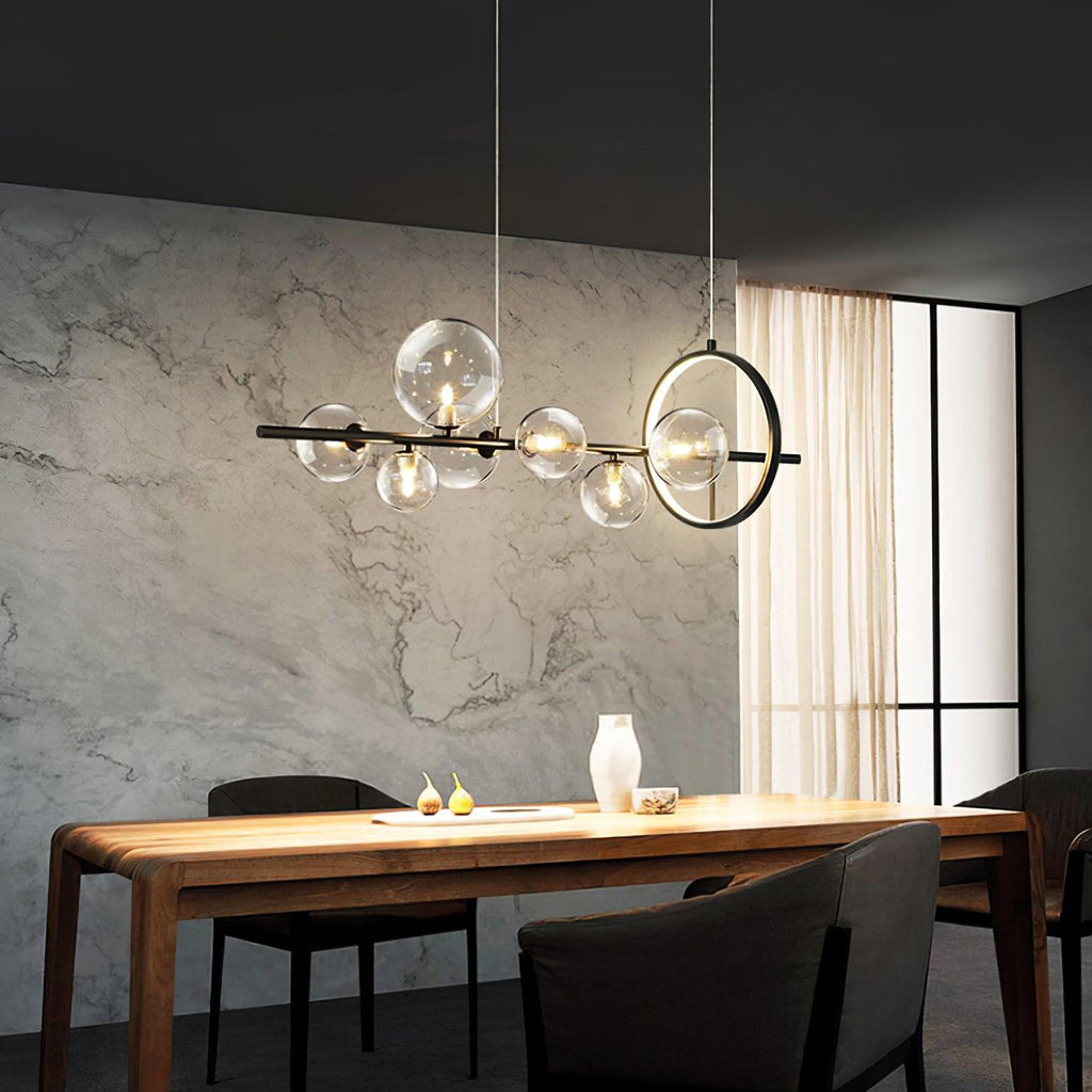 Lustra Lux Lampadario Vetro Bolla Nordico Nero LED