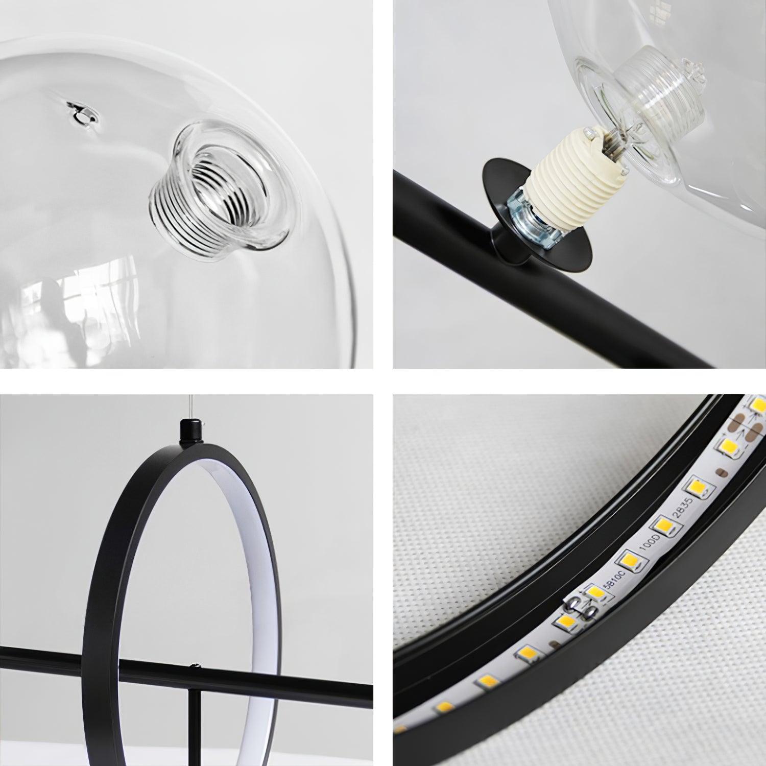 Lustra Lux Lampadario Vetro Bolla Nordico Nero LED