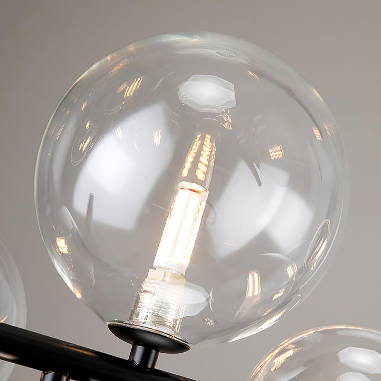 Lustra Lux Lampadario Vetro Bolla Nordico Nero LED