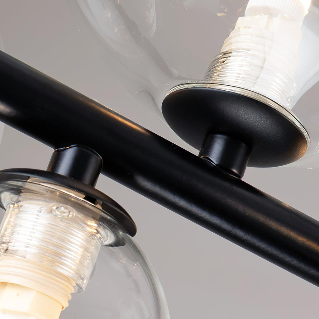 Lustra Lux Lampadario Vetro Bolla Nordico Nero LED