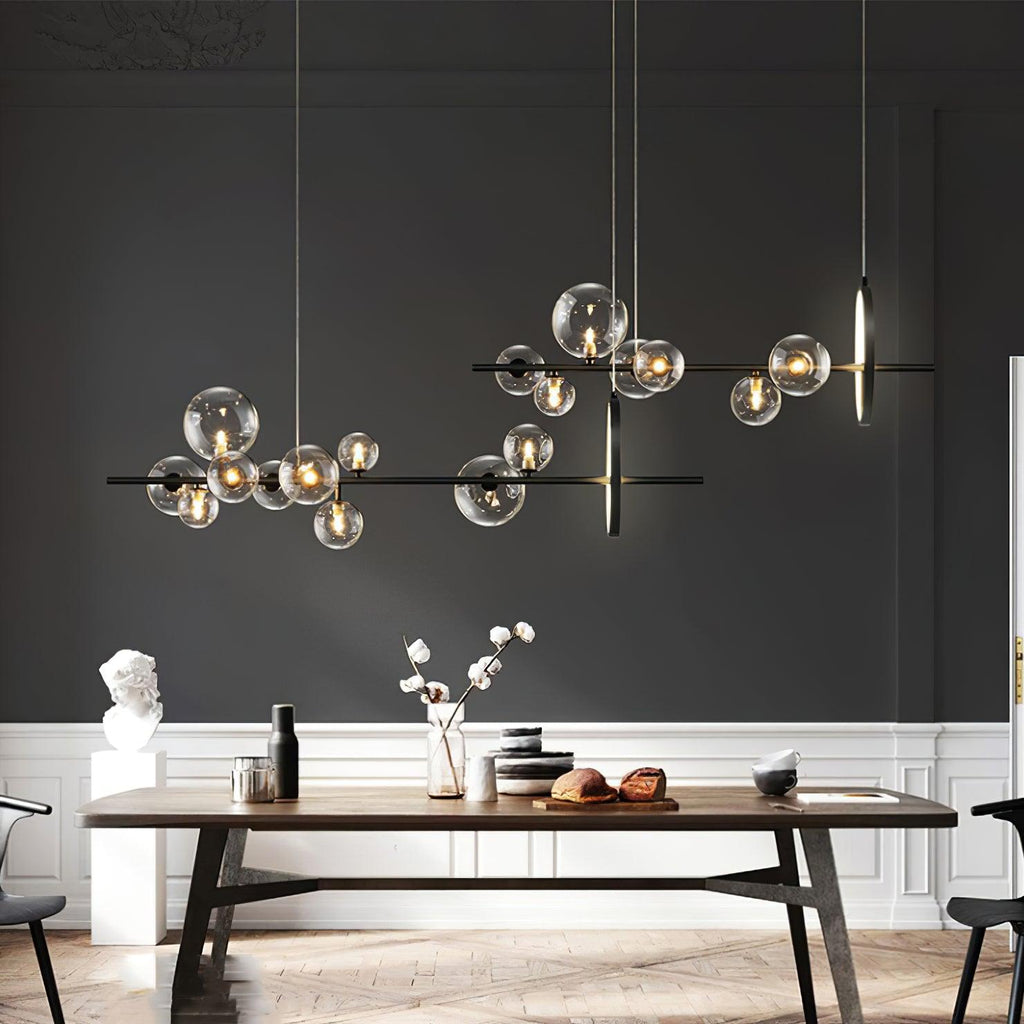 Lustra Lux Lampadario Vetro Bolla Nordico Nero LED
