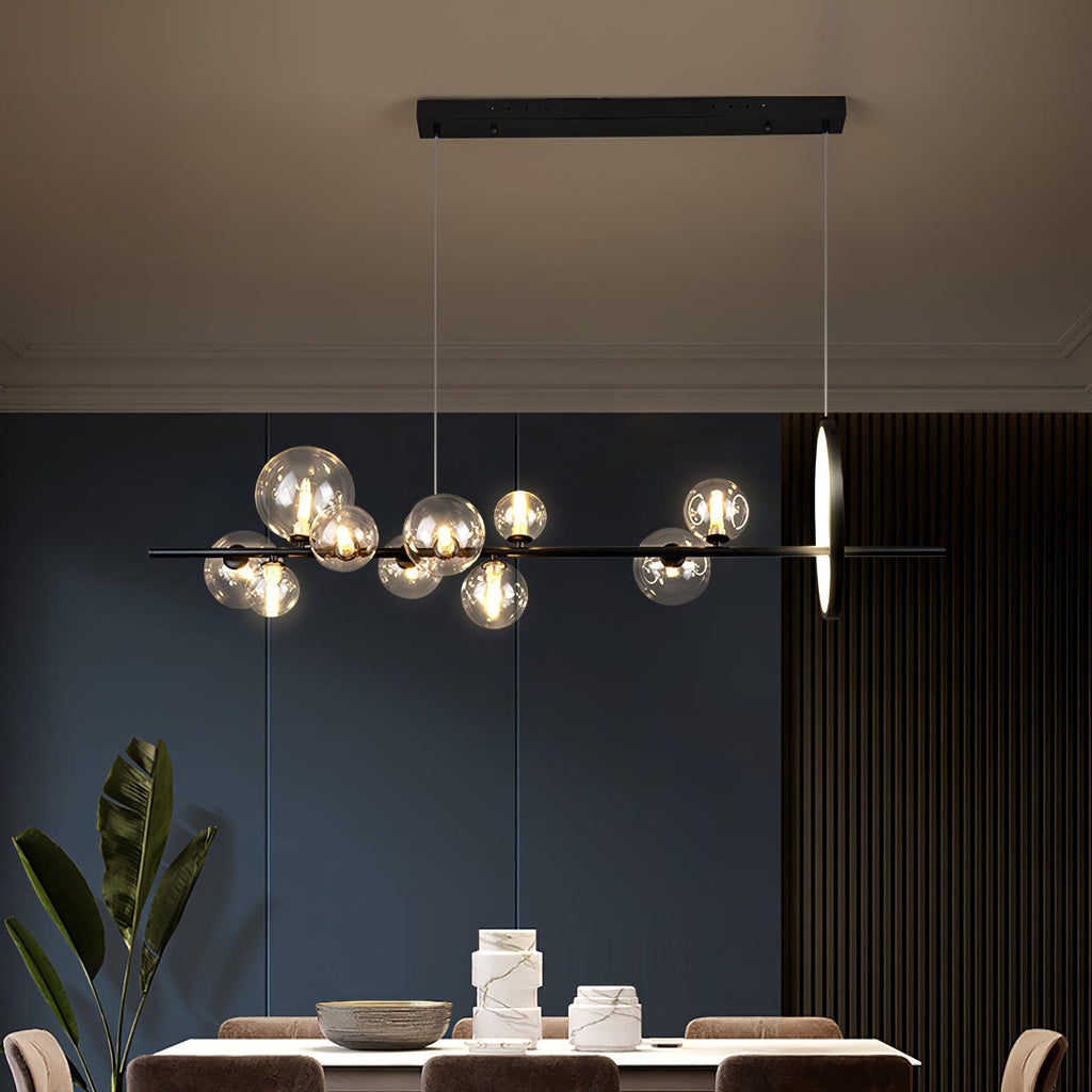Lustra Lux Lampadario Vetro Bolla Nordico Nero LED