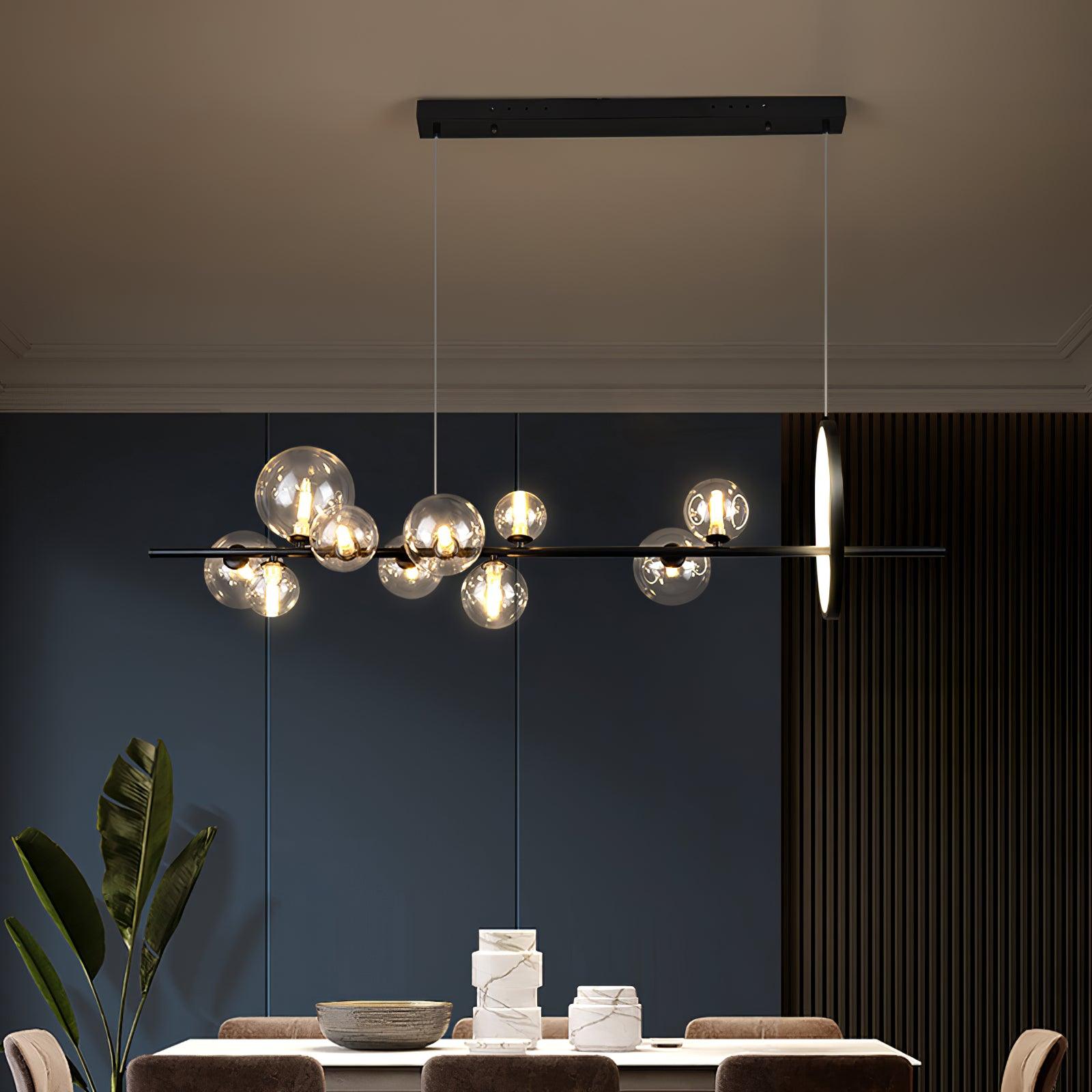 Lustra Lux Lampadario Vetro Bolla Nordico Nero LED