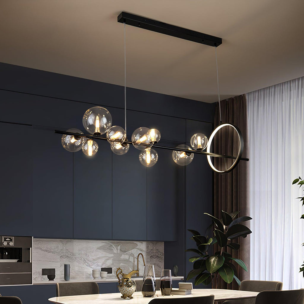 Lustra Lux Lampadario Vetro Bolla Nordico Nero LED