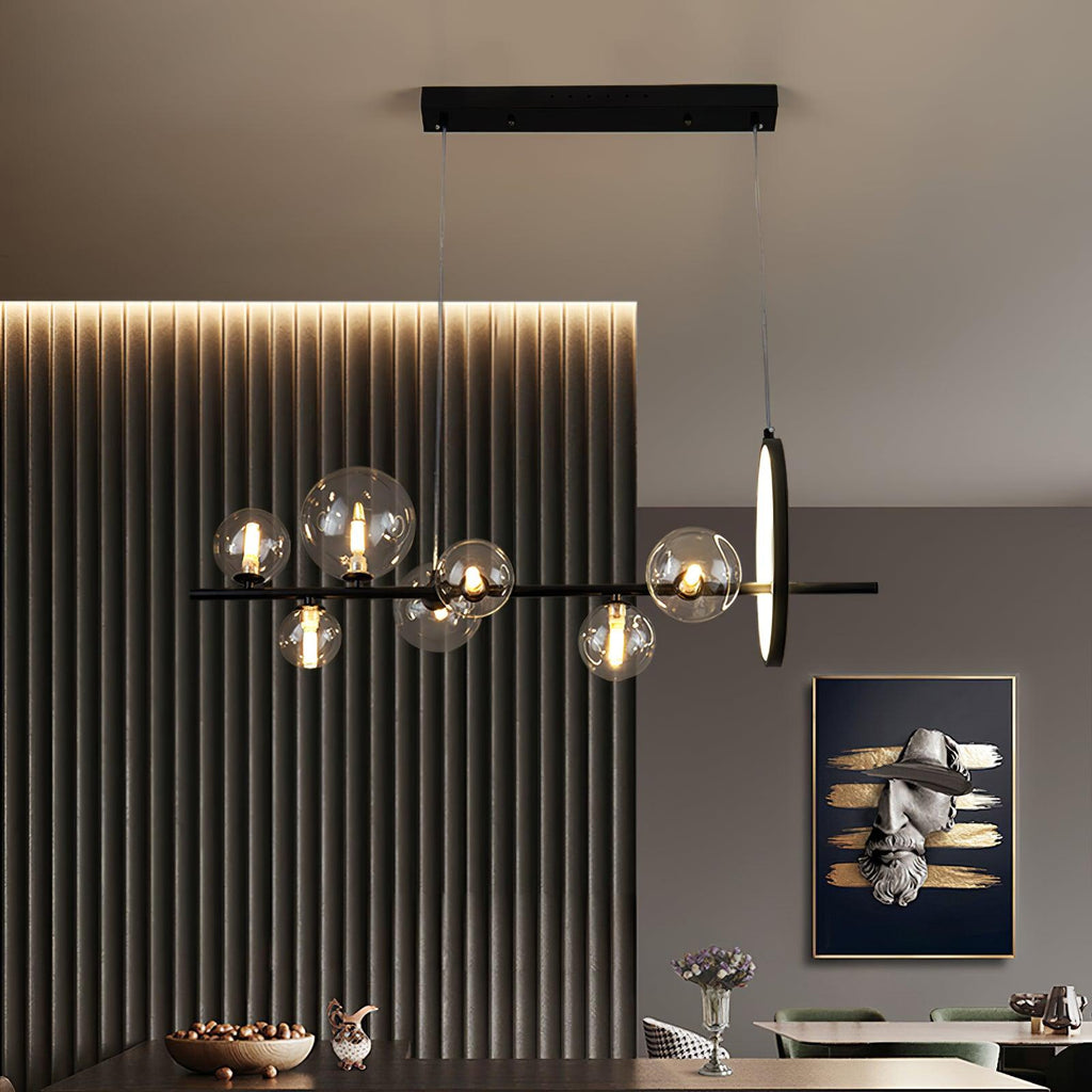 Lustra Lux Lampadario Vetro Bolla Nordico Nero LED