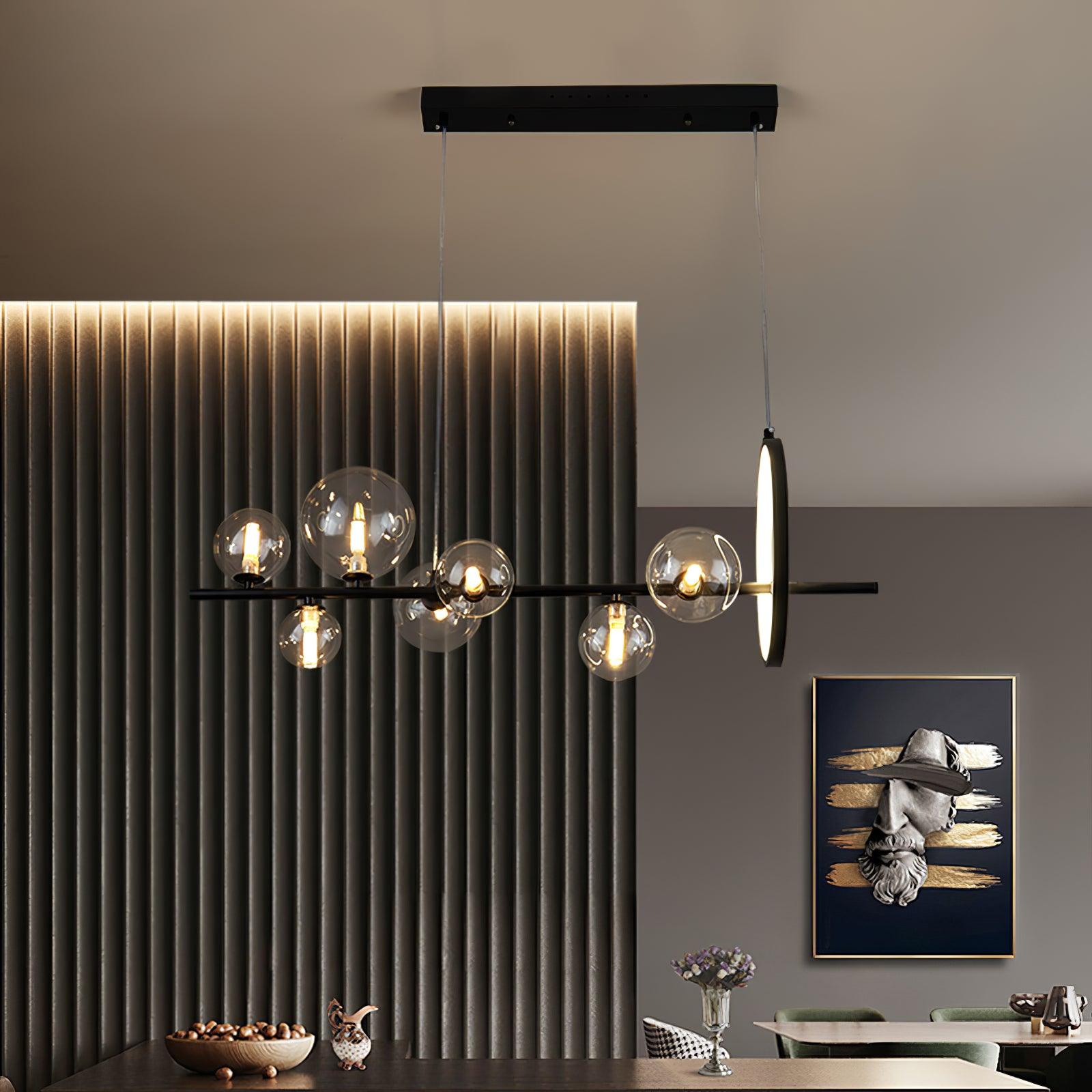 Lustra Lux Lampadario Vetro Bolla Nordico Nero LED