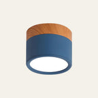 Moderno Faretto da Soffitto a Cilindro in Alluminio e Legno