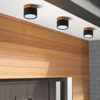 Moderno Faretto da Soffitto a Cilindro in Alluminio e Legno