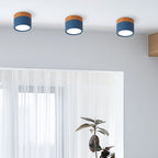 Moderno Faretto da Soffitto a Cilindro in Alluminio e Legno