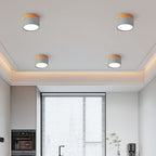 Moderno Faretto da Soffitto a Cilindro in Alluminio e Legno