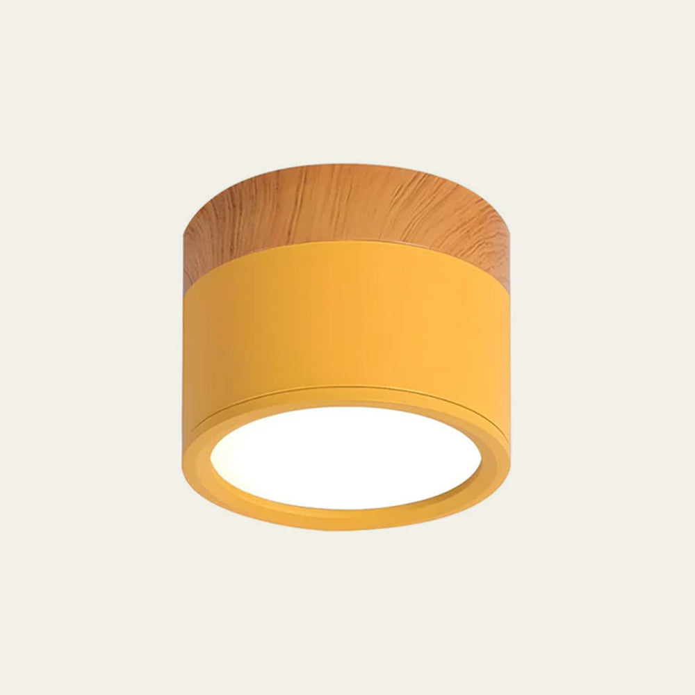 Moderno Faretto da Soffitto a Cilindro in Alluminio e Legno