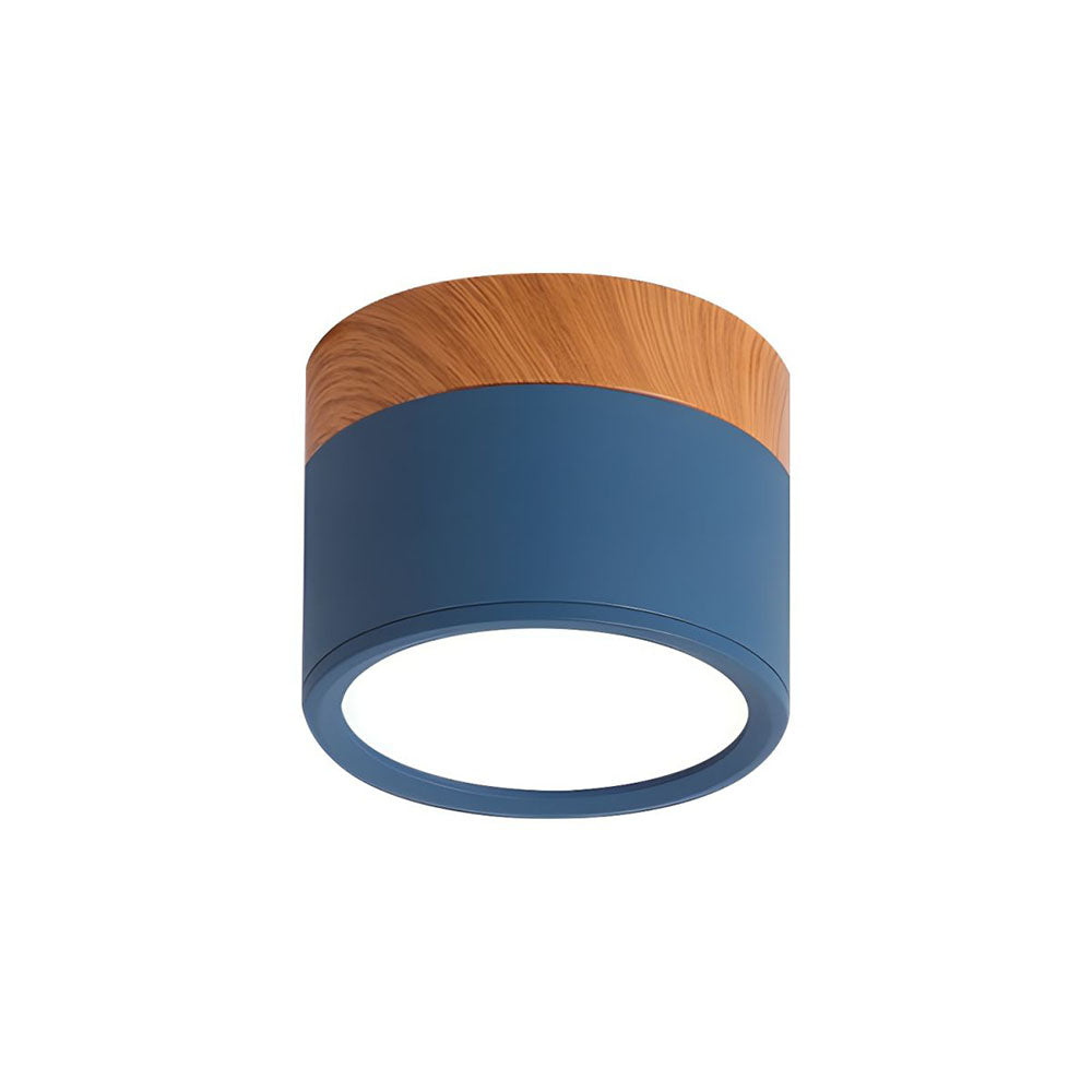 Moderno Faretto da Soffitto a Cilindro in Alluminio e Legno