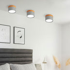 Moderno Faretto da Soffitto a Cilindro in Alluminio e Legno