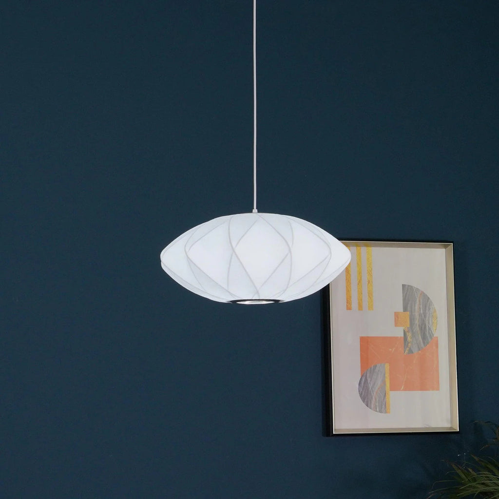 Lampada a Sospensione Moderna con Paralume in Tessuto