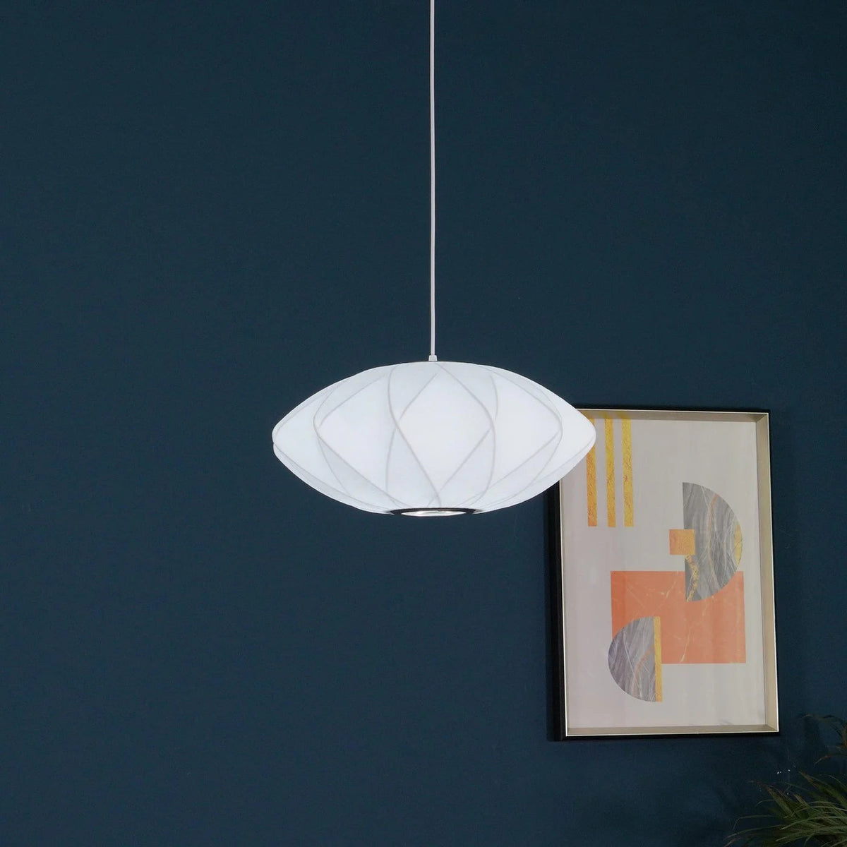 Lampada a Sospensione Moderna con Paralume in Tessuto