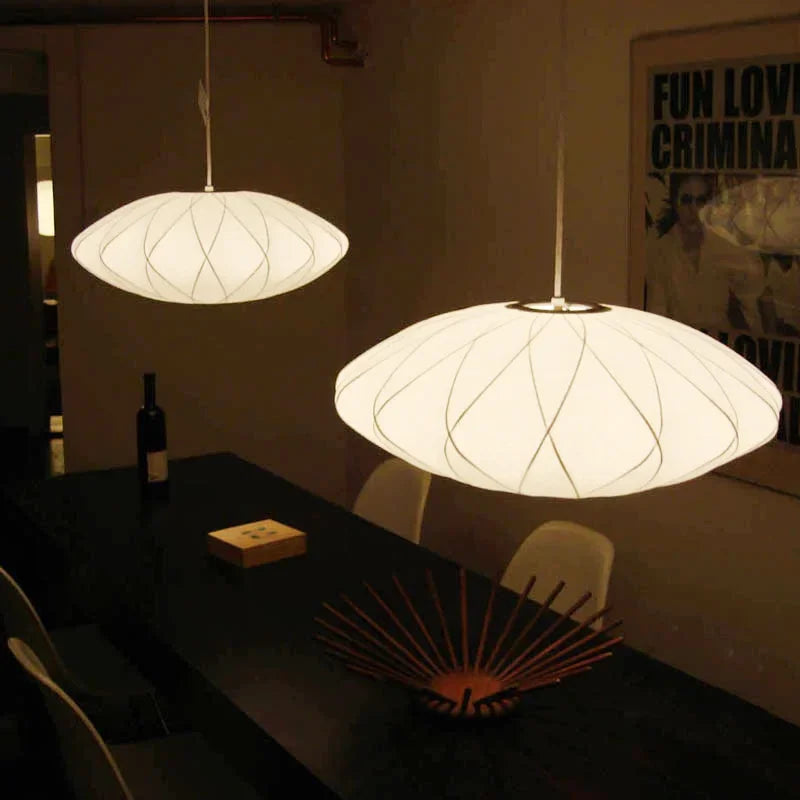 Lampada a Sospensione Moderna con Paralume in Tessuto
