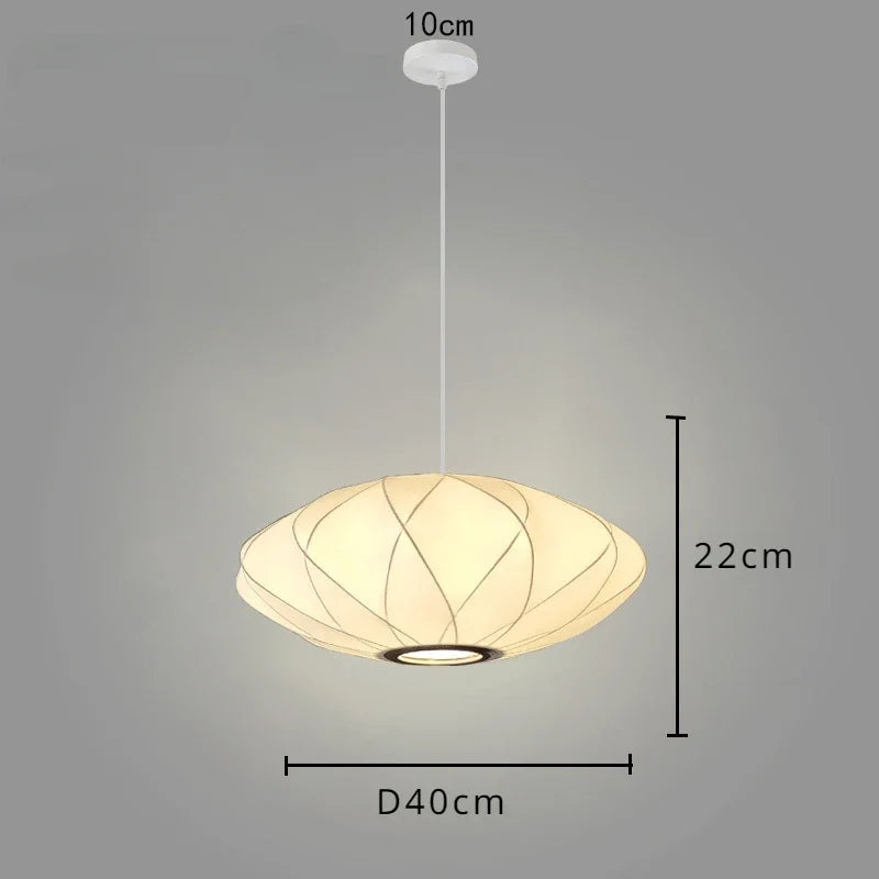 Lampada a Sospensione Moderna con Paralume in Tessuto