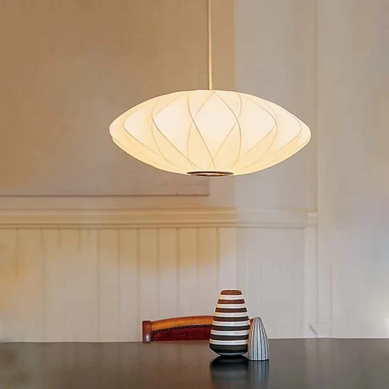 Lampada a Sospensione Moderna con Paralume in Tessuto