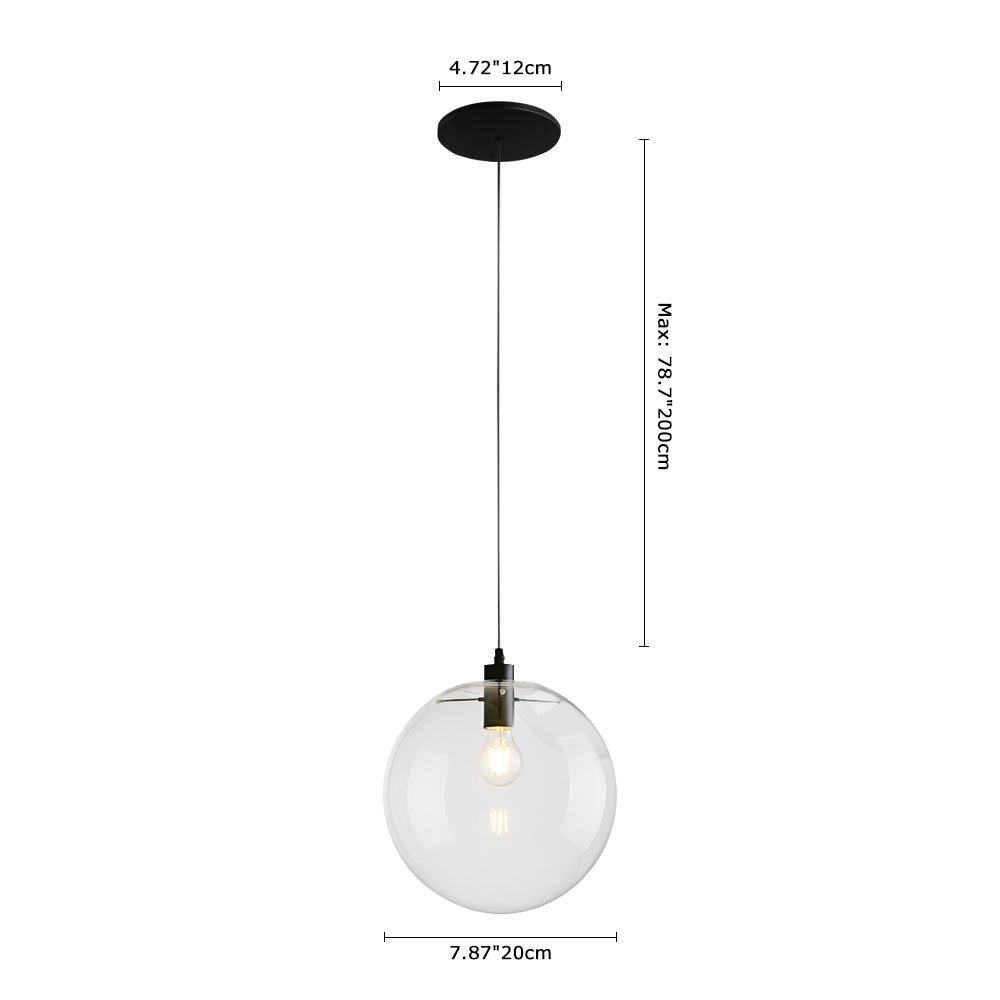 Lampada a Sospensione Globo in Vetro Trasparente Moderna