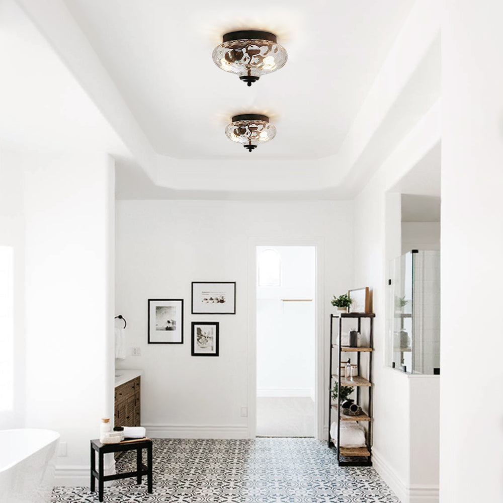 Modern Farmhouse 2-Luce Vetro Acqua Flush Mount
