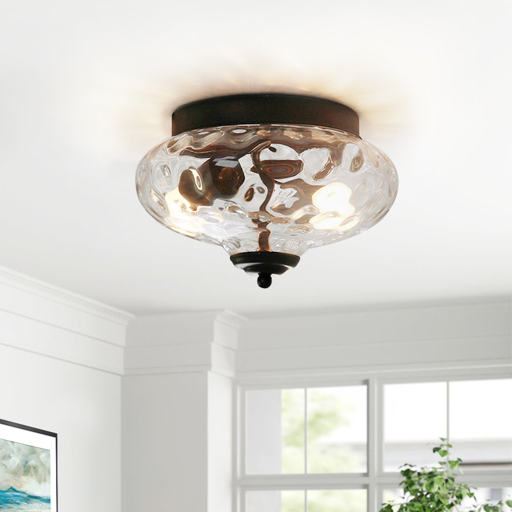 Modern Farmhouse 2-Luce Vetro Acqua Flush Mount