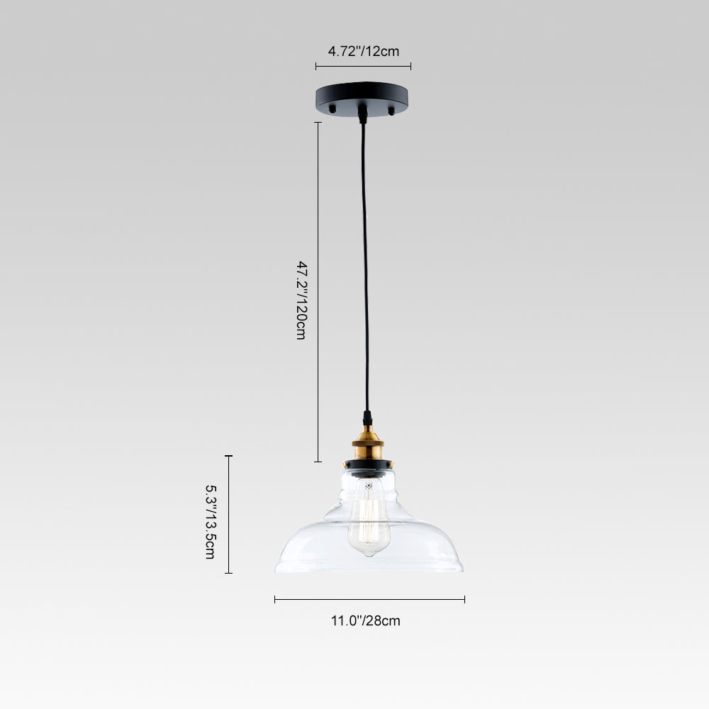Lampada a sospensione moderna in vetro trasparente a cupola singola
