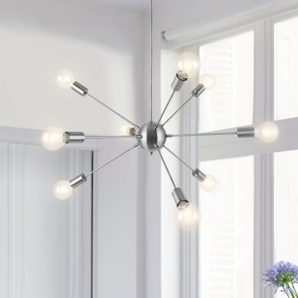 Moderno Lampadario Sputnik a 9 Luci in Stile Mid-Century