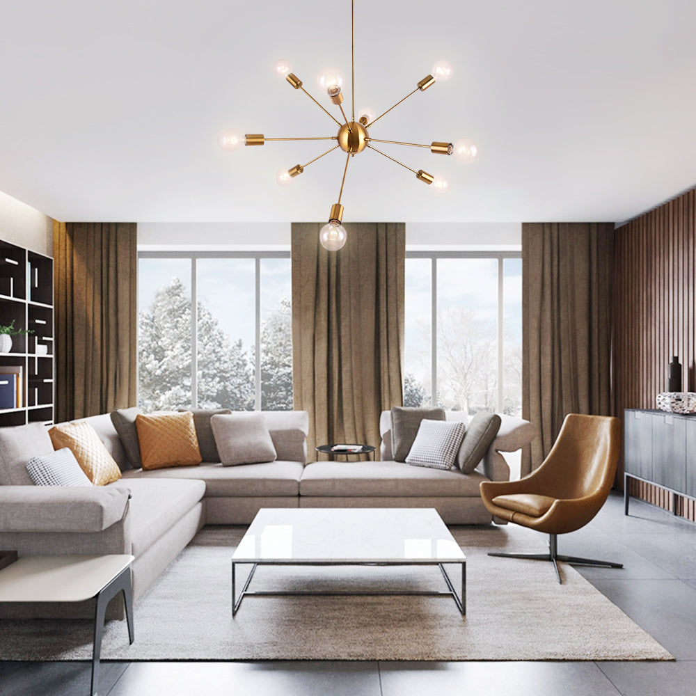Moderno Lampadario Sputnik a 9 Luci in Stile Mid-Century