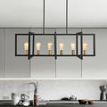 Lampadario Rettangolare Nero Moderno a Sei Luci