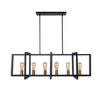 Lampadario Rettangolare Nero Moderno a Sei Luci