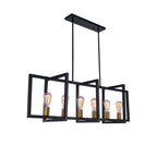 Lampadario Rettangolare Nero Moderno a Sei Luci