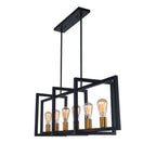 Lampadario Rettangolare Nero Moderno a Sei Luci