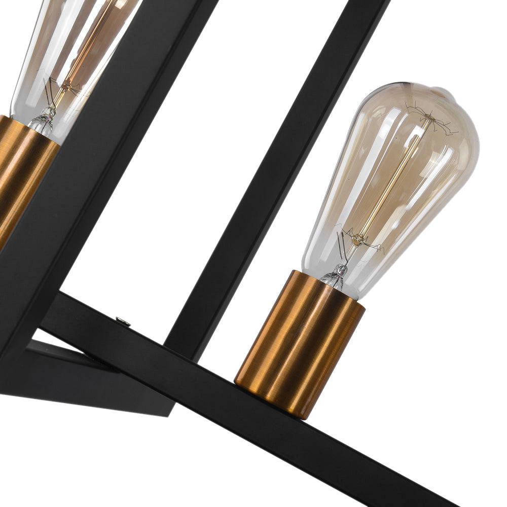 Lampadario Rettangolare Nero Moderno a Sei Luci