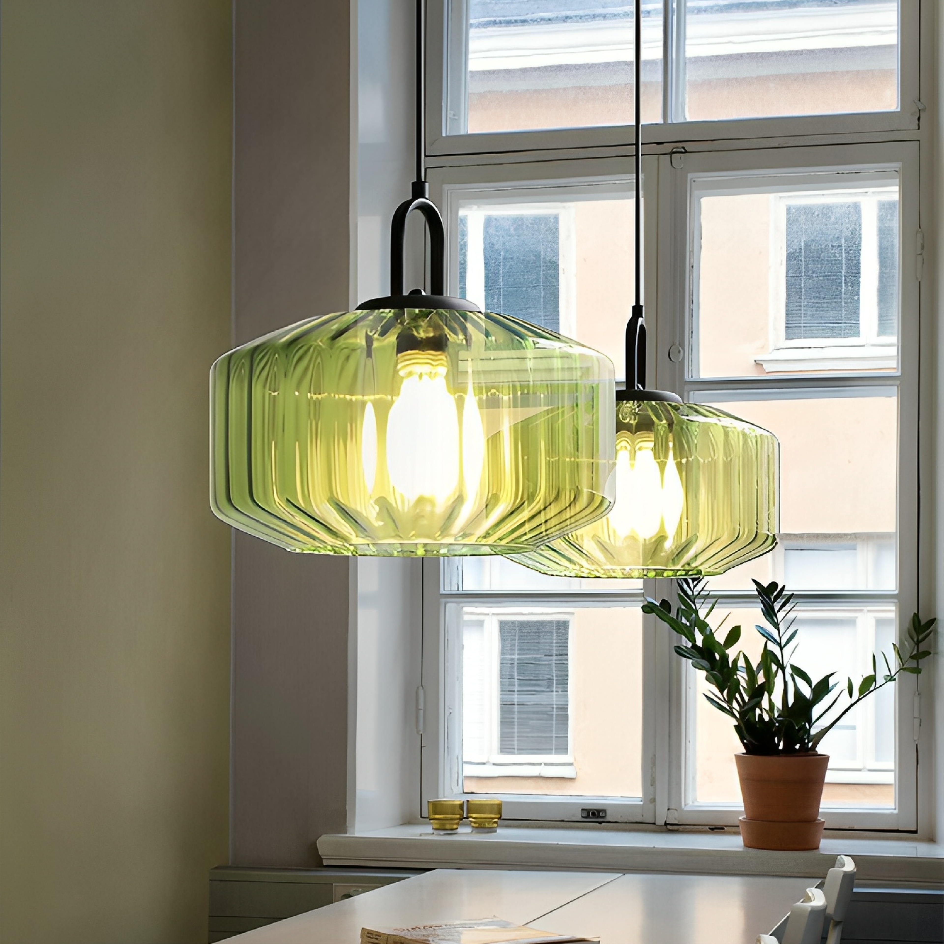 Lampada a sospensione in vetro tagliato a cristallo moderno