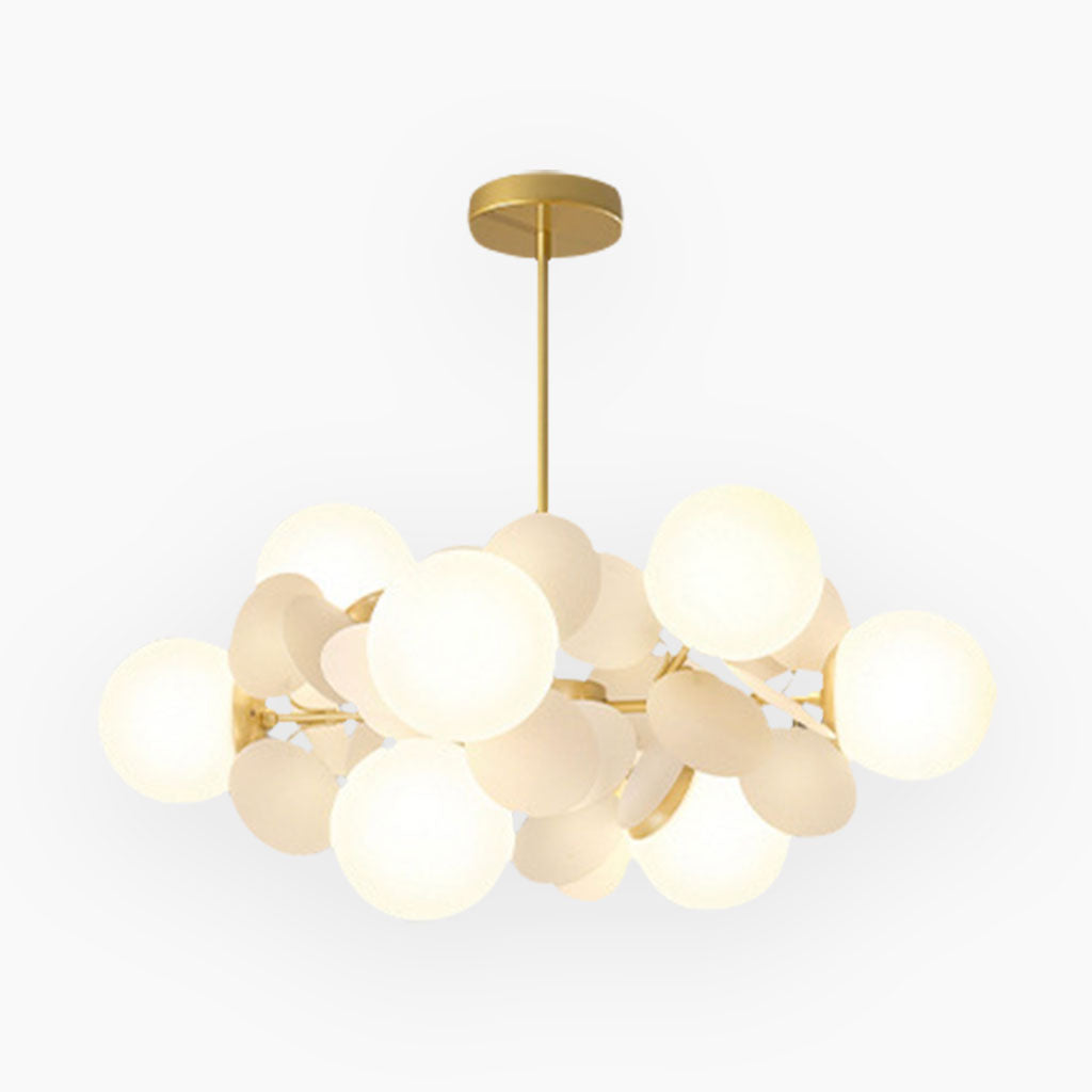 Lampada da soffitto moderna con sfere in vetro opale multiple