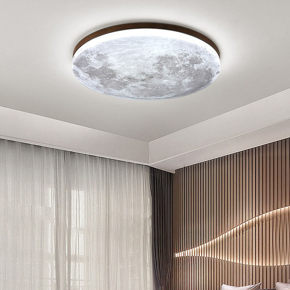 Monza Maan Lampada da Soffitto – Legno e Acrilico – Motivo Luna – Ø 26/38/48 cm – Design Elegante per il Soggiorno