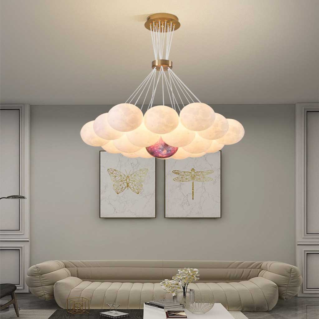 Lampadario a Globo in Vetro con Diverse Ombre Rotonde