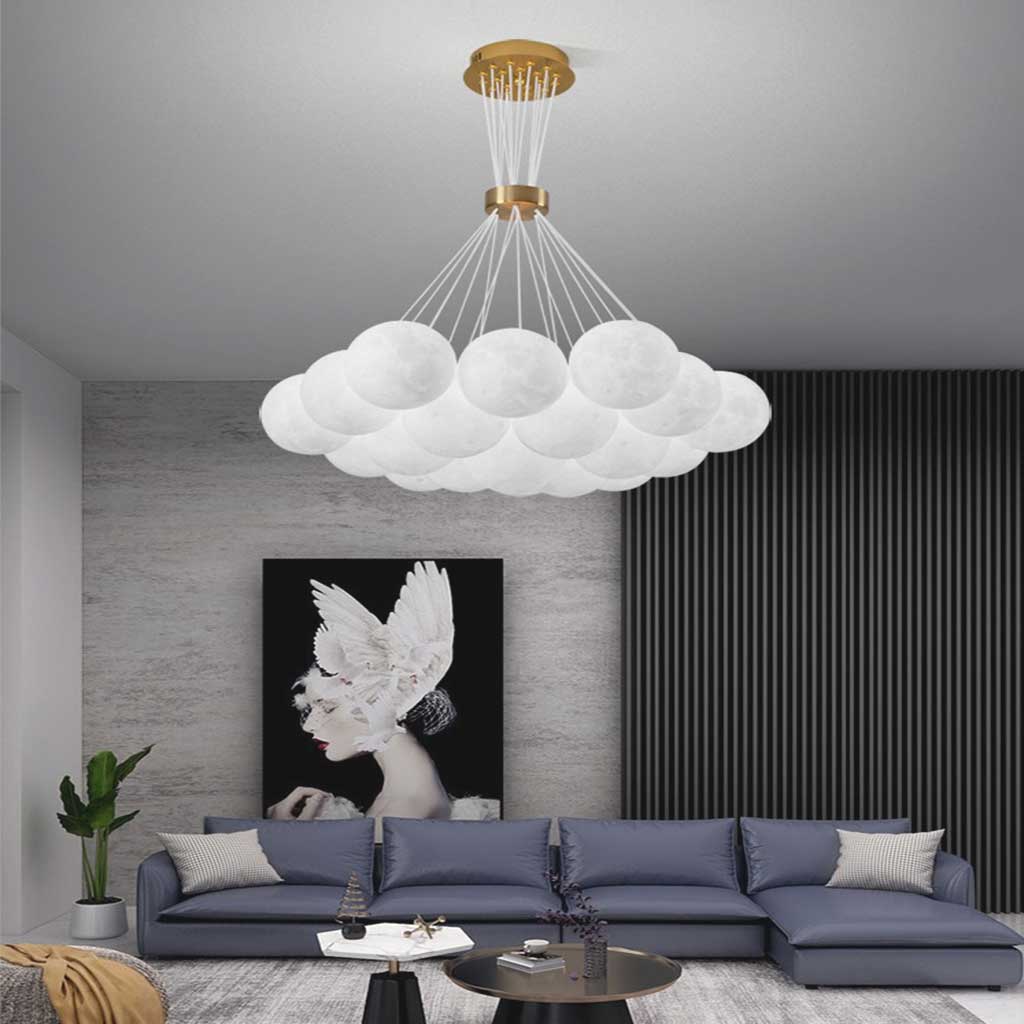Lampadario a Globo in Vetro con Diverse Ombre Rotonde
