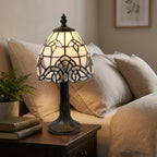 Lampada da Tavolo Morcott Tiffany Bianco e Argento 15cm