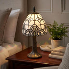 Lampada da Tavolo Morcott Tiffany Bianco e Argento 15cm