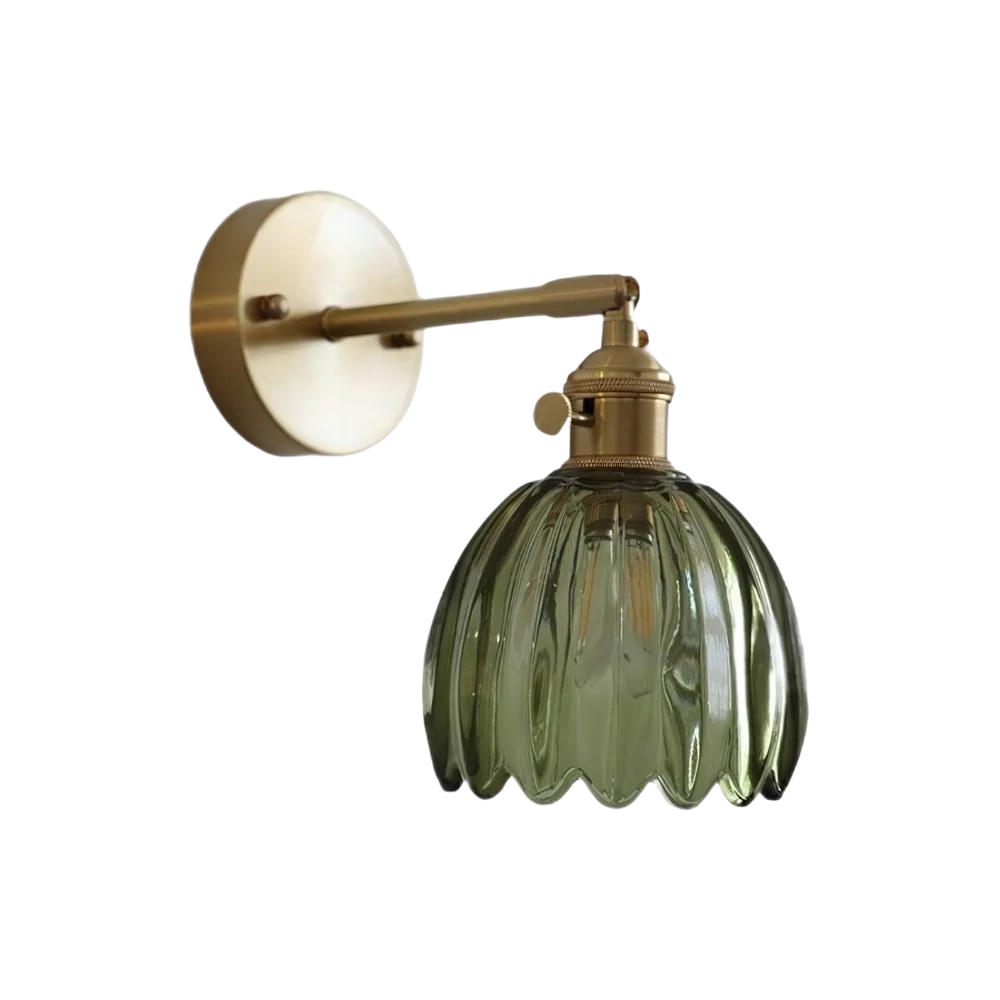 Applique da Parete in Vetro a Tulipano in Ottone Vintage 1 Luce