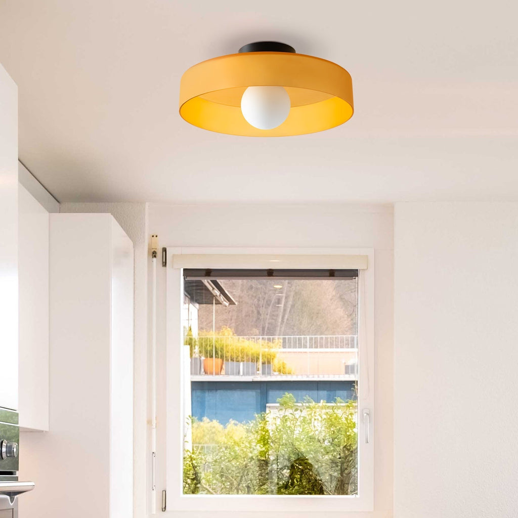 Lampada da soffitto Mulon – Vetro – Ambra – Ø30 cm – Design moderno per soggiorno e camera da letto
