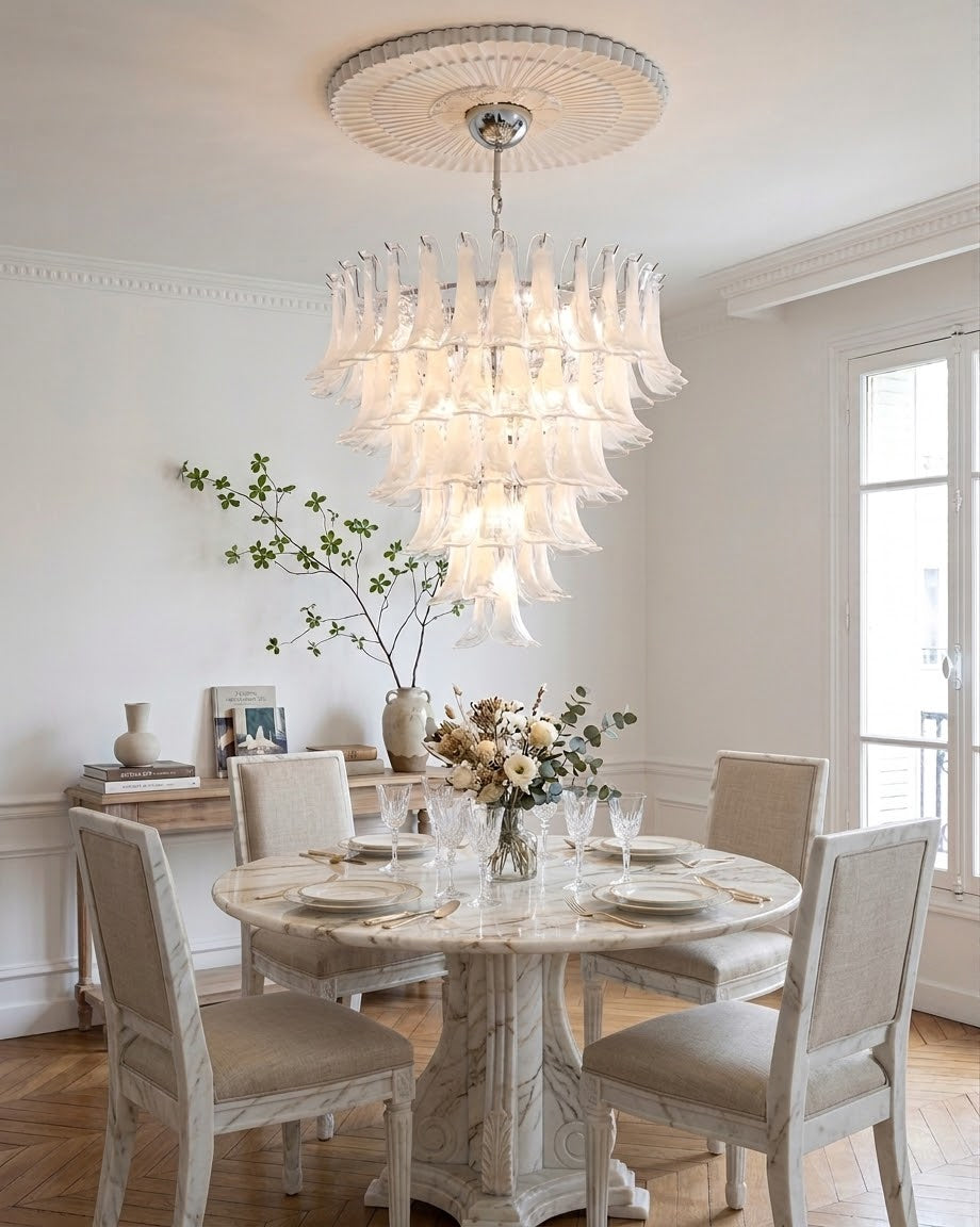 Lampadario in Vetro a Petali a Strati