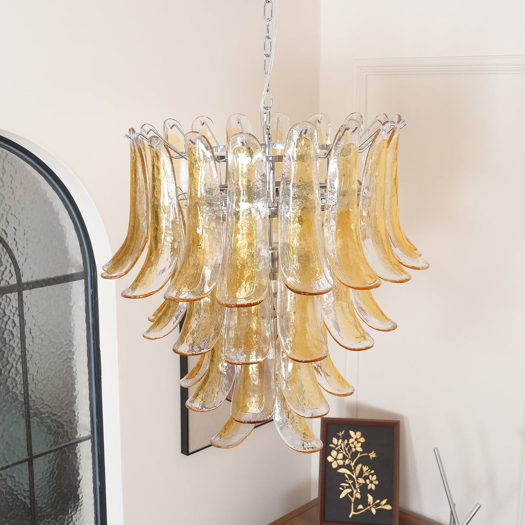 Lampadario in Vetro a Petali a Strati