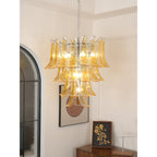 Lampadario in Vetro a Petali a Strati