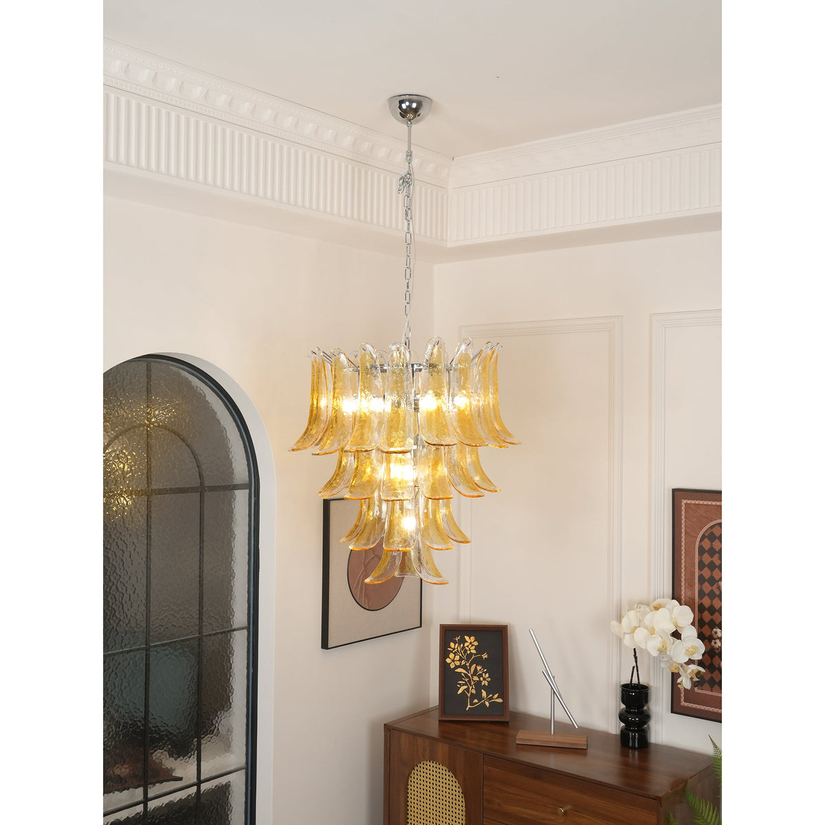 Lampadario in Vetro a Petali a Strati