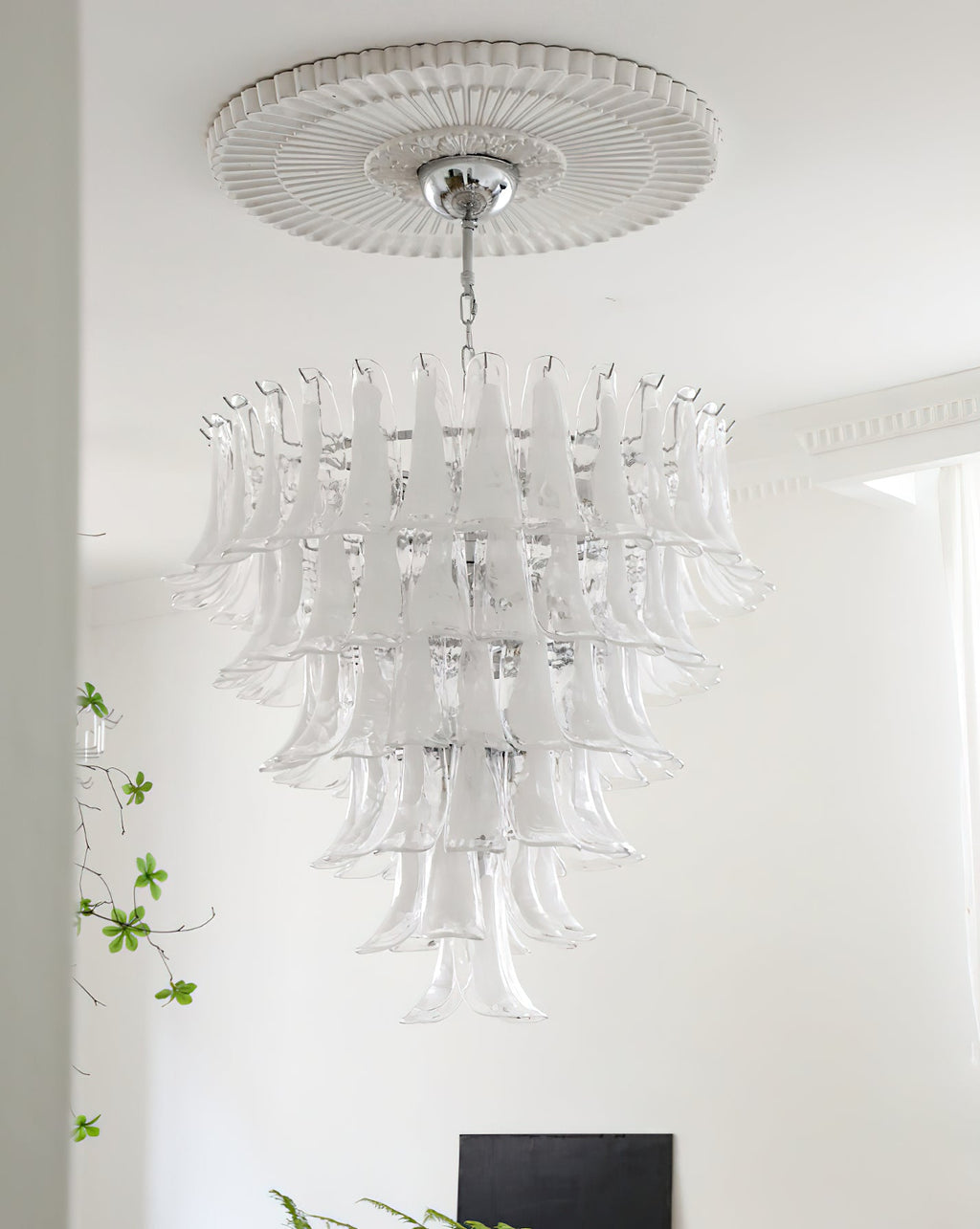 Lampadario in Vetro a Petali a Strati